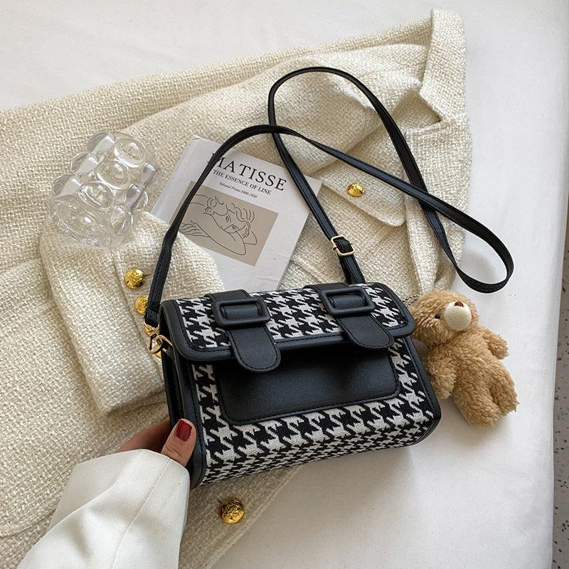 One-shoulder Fashion Trendy Plaid Cross-body Small Square Bag - My Store